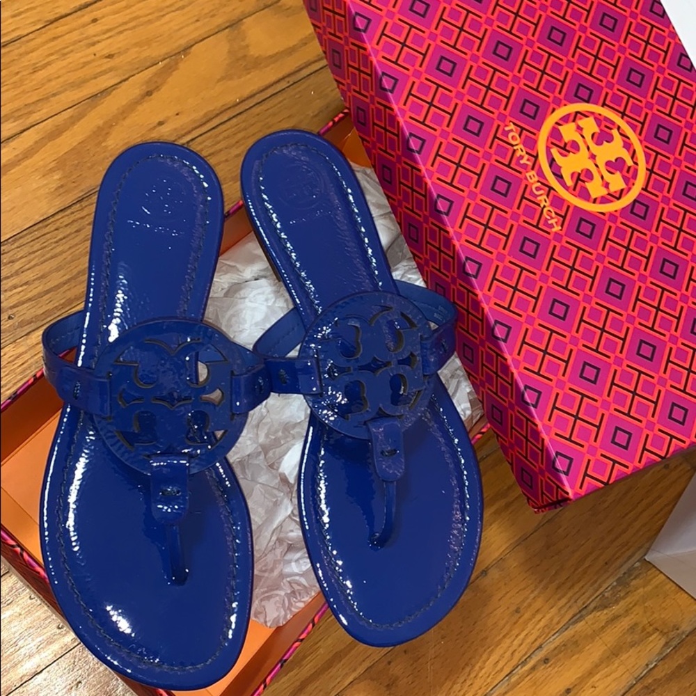 Rare Royal Tory Burch Blue Miller Sandals